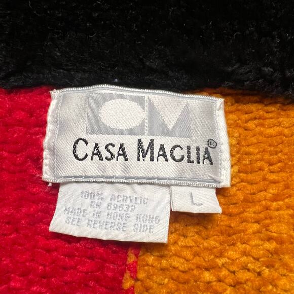 VINTAGE Y2K Tiger Stripe Knit Sweater Jacket Size Large Maximalist Striped - Picture 3 of 9